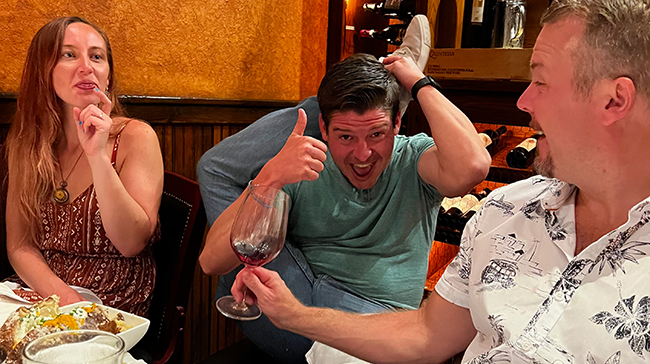 Tyler stretching his leg behind his head